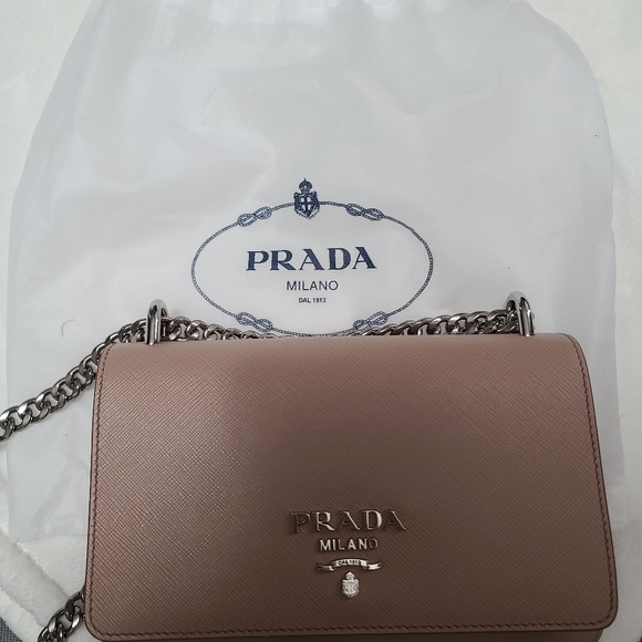 Prada Blush Mixed Saffiano and Lamb Leather Crossb - Picture 6 of 10
